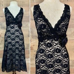 Vintage 90s Grunge Goth Sheer Lace Mesh Slip Dress Sz Small USA Whimsy Fairy